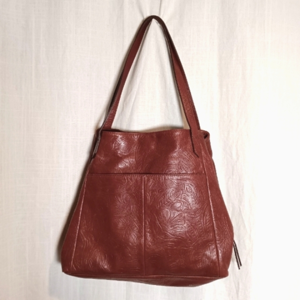 Margot Tooled Brown Leather Shoulder Bag Purse